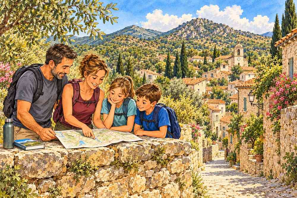 Préparation pour visiter le village de Caramany